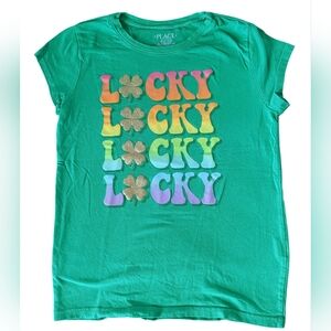 Girls' Lucky Shamrock Graphic T-shirt (Size M/7/8)